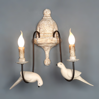 Syraean Applique Murale Métal Bois Rétro Vintage Oiseau