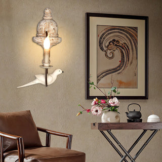 Syraean Applique Murale Métal Bois Rétro Vintage Oiseau