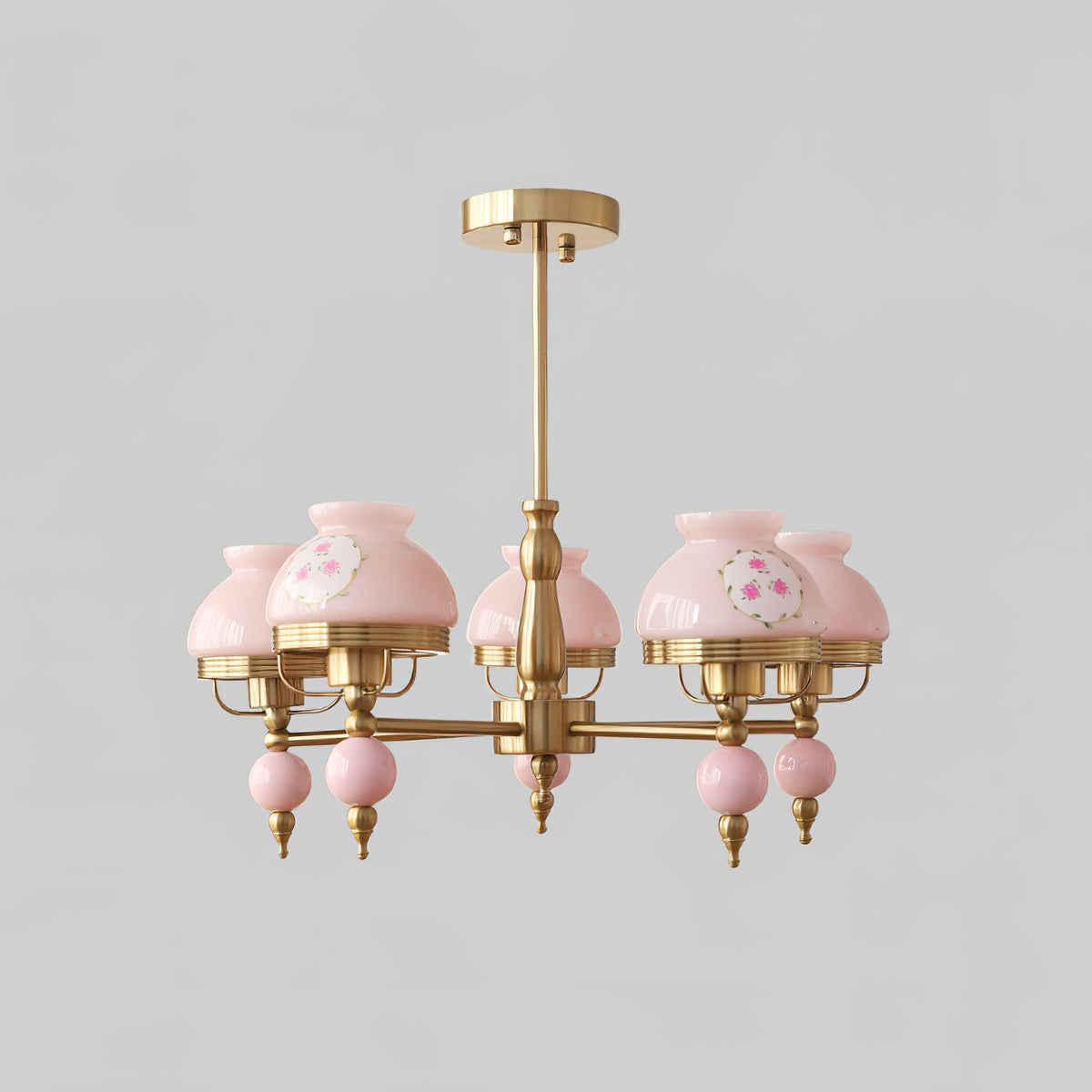 Chandelier Glass and Metal Fixture for Dining or Living Room Vintage-Neutral Decor
