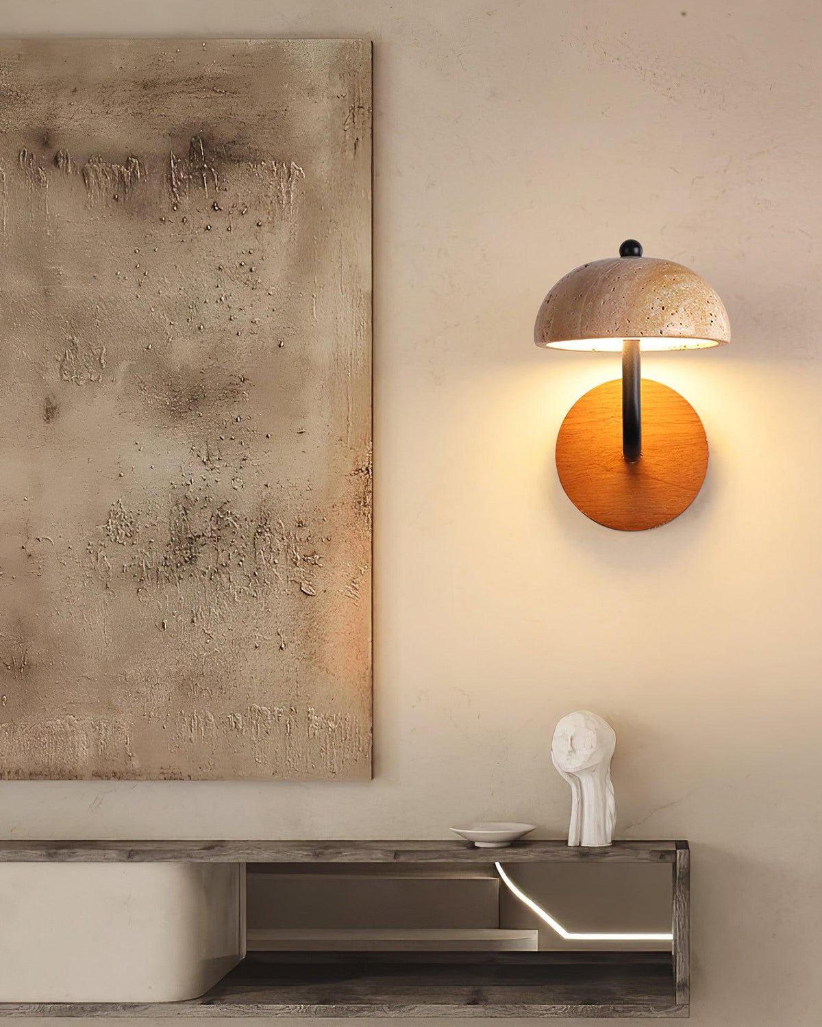 Solaro Wall Light Travertine Half-dome Shade-Neutral Decor