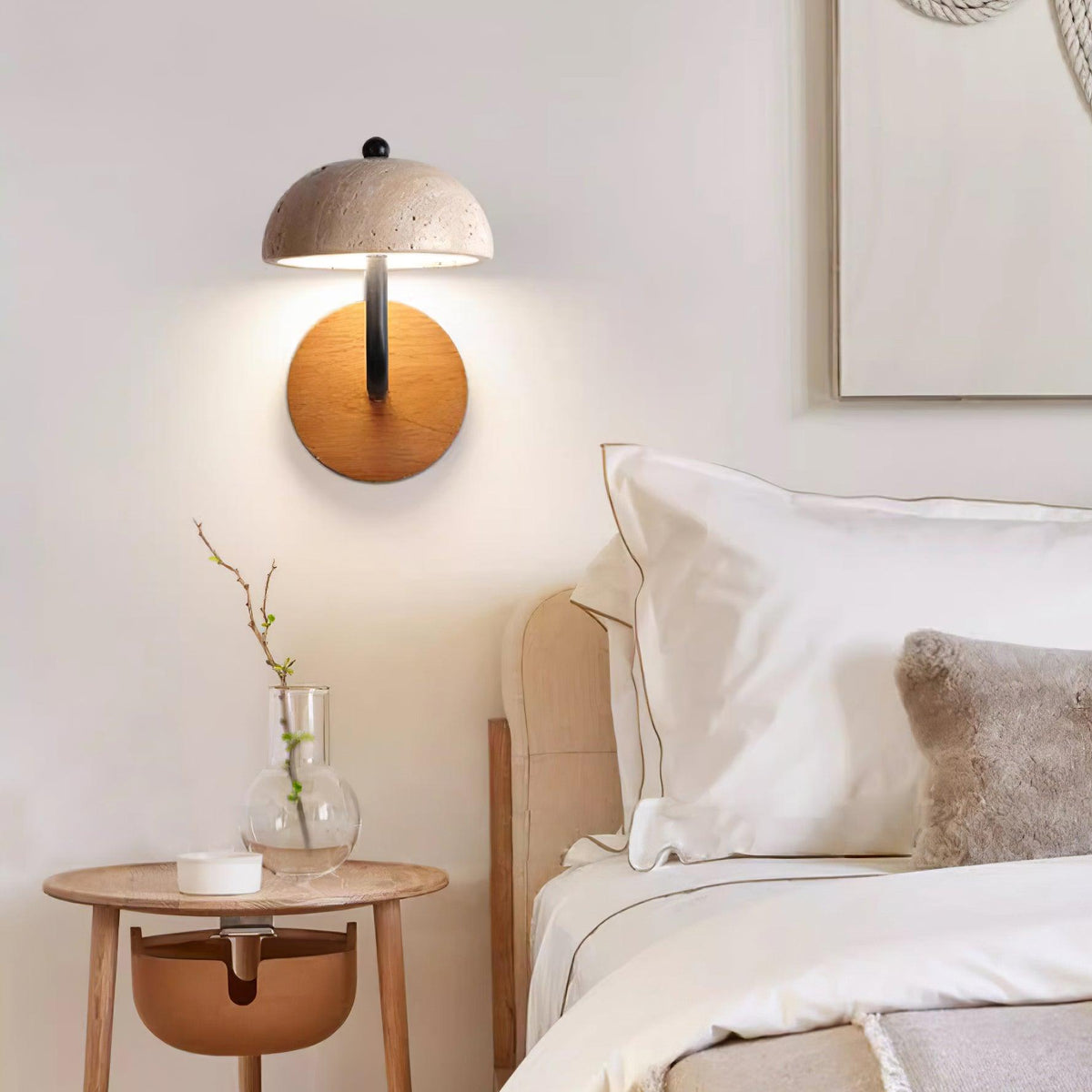 Solaro Wall Light Travertine Half-dome Shade-Neutral Decor