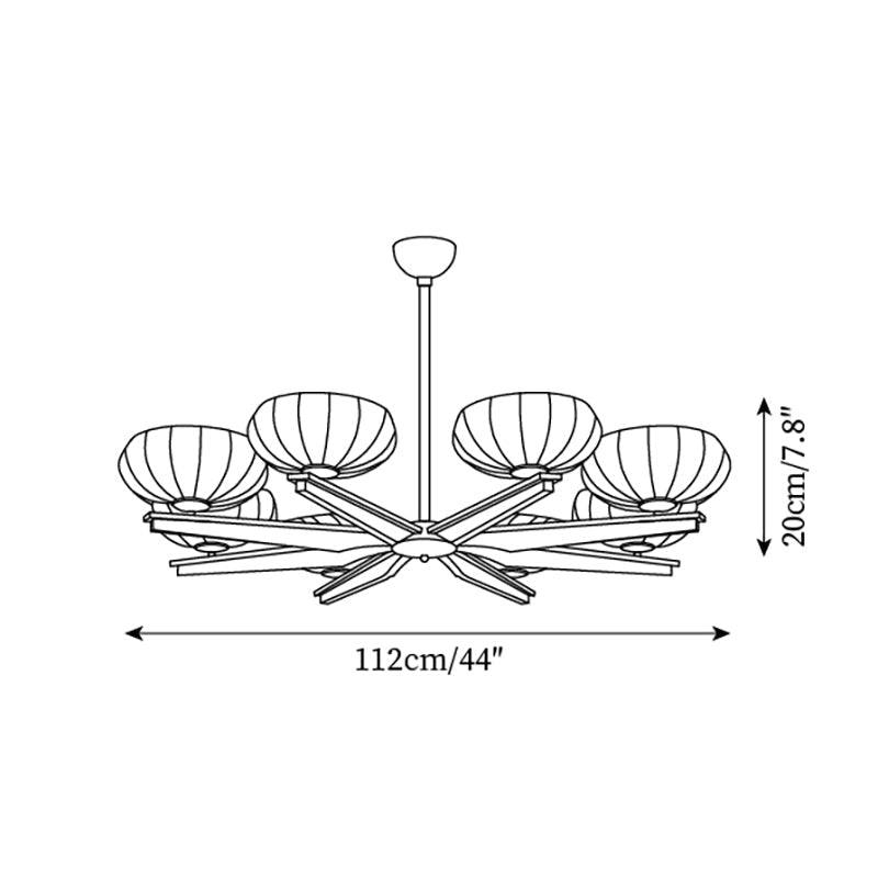 Chandelier Walnut Wood Arms and Opal Glass Shades Midcentury-Neutral Decor