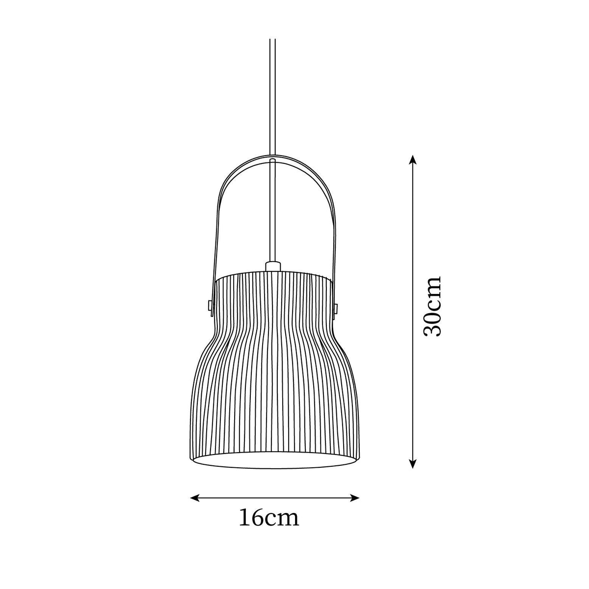 Pendant Lamp Ribbed White Ceramic with Brass Handle-Neutral Decor