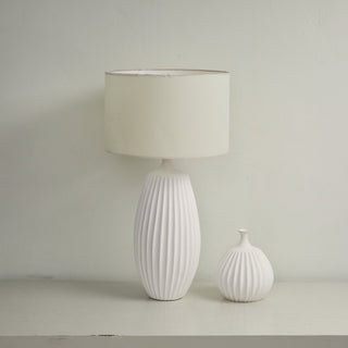 Ribbed Ceramic Table Lamp-Neutral Decor