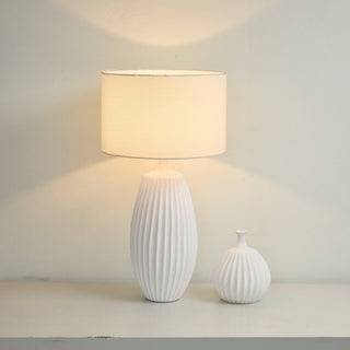 Ribbed Ceramic Table Lamp-Neutral Decor