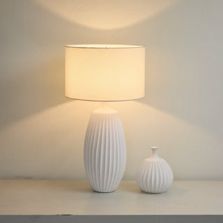 Ribbed Ceramic Table Lamp-Neutral Decor
