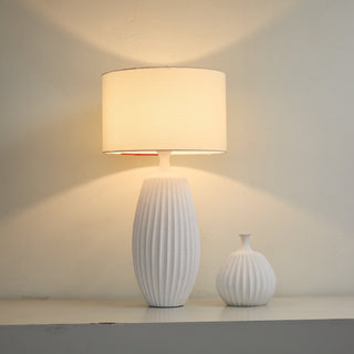 Ribbed Ceramic Table Lamp-Neutral Decor