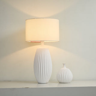 Ribbed Ceramic Table Lamp-Neutral Decor