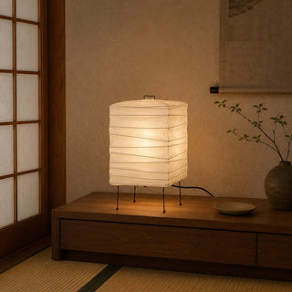 Ribbed Paper Lantern Table Lamp-Neutral Decor