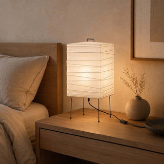 Ribbed Paper Lantern Table Lamp-Neutral Decor