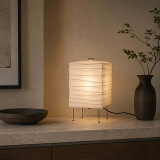 Ribbed Paper Lantern Table Lamp-Neutral Decor