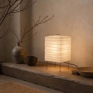 Ribbed Paper Lantern Table Lamp-Neutral Decor