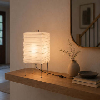 Ribbed Paper Lantern Table Lamp-Neutral Decor