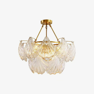 Lustra Plafonnier en Verre Ridé Shell Doré