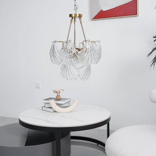 Lustra Plafonnier en Verre Ridé Shell Doré