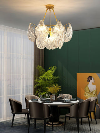 Lustra Plafonnier en Verre Ridé Shell Doré