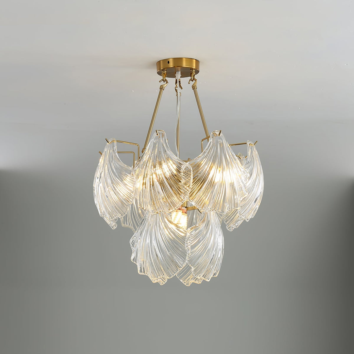 Arlira Plafonnier en Verre Ridé Shell Doré