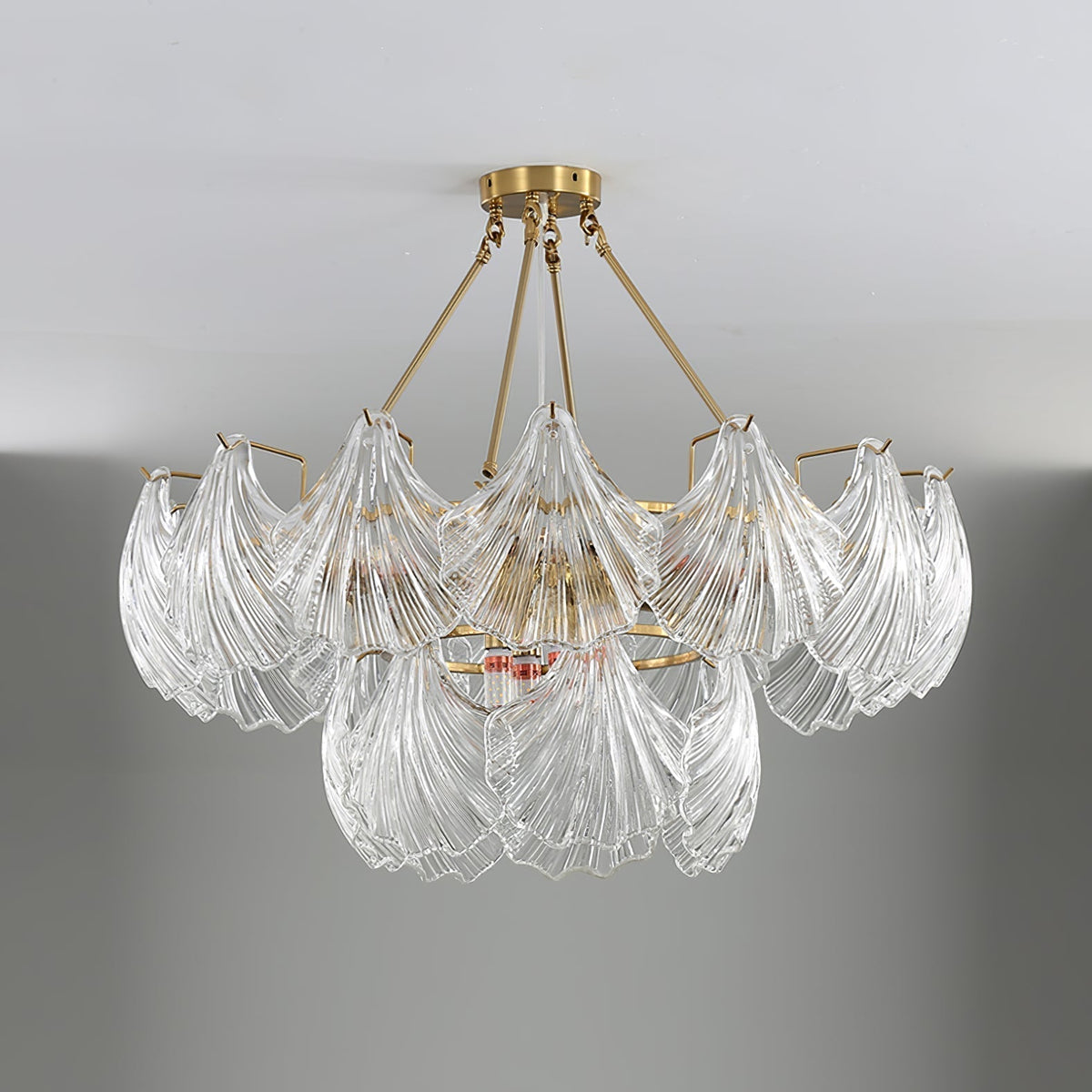 Arlira Plafonnier en Verre Ridé Shell Doré