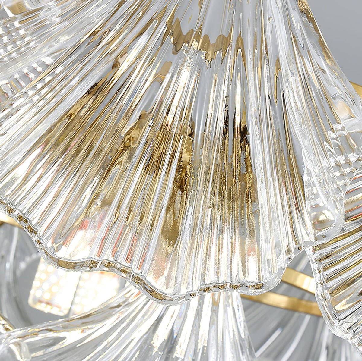 Arlira Plafonnier en Verre Ridé Shell Doré