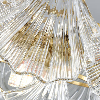 Lustra Plafonnier en Verre Ridé Shell Doré