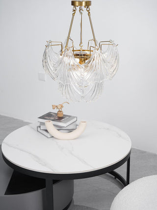 Lustra Plafonnier en Verre Ridé Shell Doré