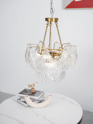 Lustra Plafonnier en Verre Ridé Shell Doré