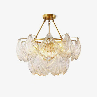 Lustra Plafonnier en Verre Ridé Shell Doré