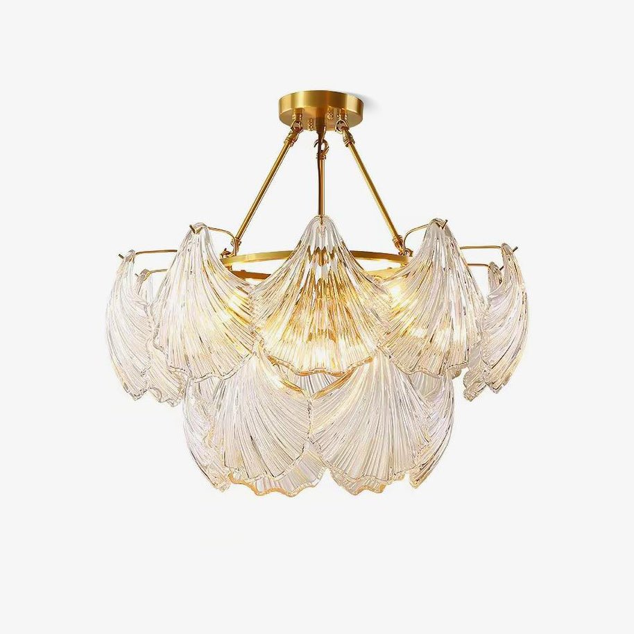 Arlira Plafonnier en Verre Ridé Shell Doré