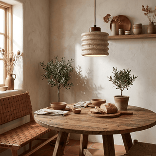 Ribbed Travertine Pendant Light-Neutral Decor