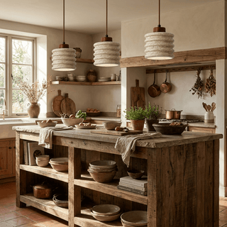 Ribbed Travertine Pendant Light-Neutral Decor