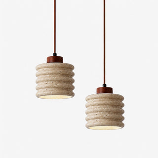 Ribbed Travertine Pendant Light-Neutral Decor