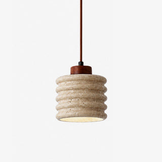 Ribbed Travertine Pendant Light-Neutral Decor