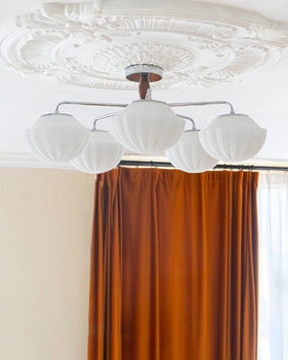 Lustra Lustre Rétro Verre Chrome Bois-Luire