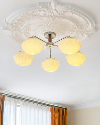 Lustra Lustre Rétro Verre Chrome Bois-Luire