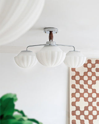 Lustra Lustre Rétro Verre Chrome Bois-Luire