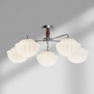 Lustra Lustre Rétro Verre Chrome Bois-Luire