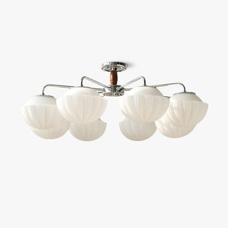 Lustra Lustre Rétro Verre Chrome Bois-Luire