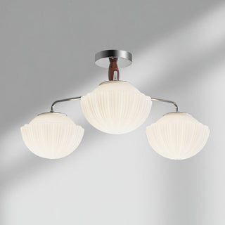 Lustra Lustre Rétro Verre Chrome Bois-Luire