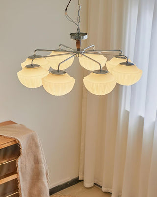 Lustra Lustre Rétro Verre Chrome Bois-Luire