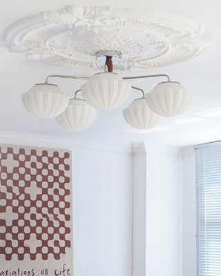 Lustra Lustre Rétro Verre Chrome Bois-Luire