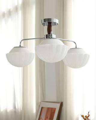 Lustra Lustre Rétro Verre Chrome Bois-Luire