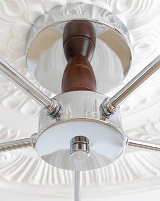 Lustra Lustre Rétro Verre Chrome Bois-Luire