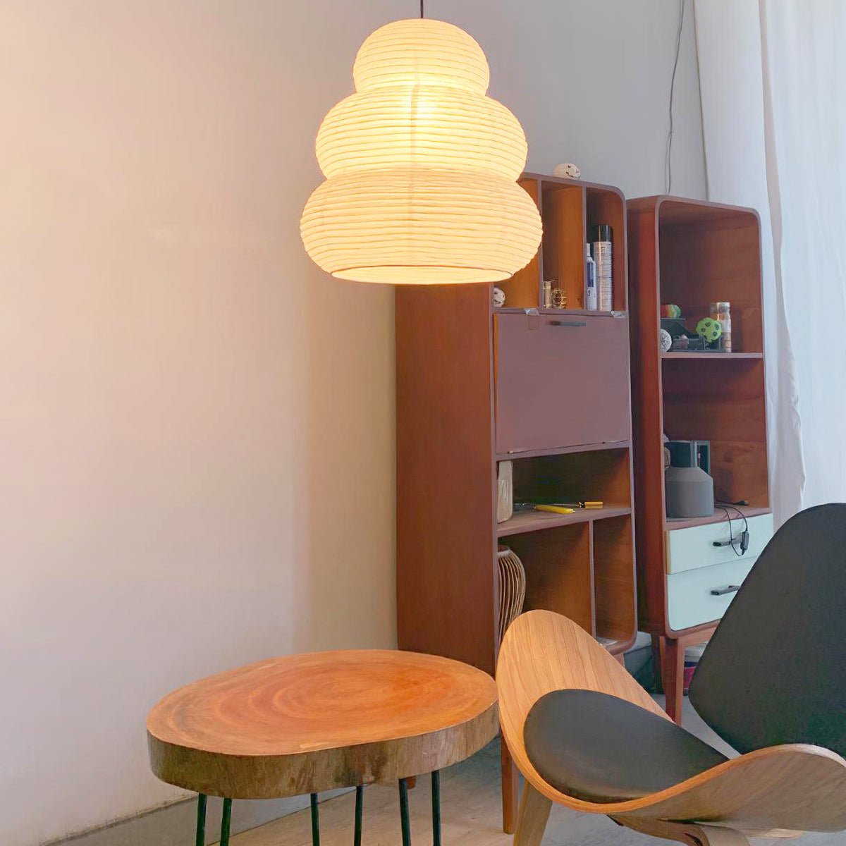 Gavelia Suspension Papier Washi Lanternes Empilées Japonaises pour Salon