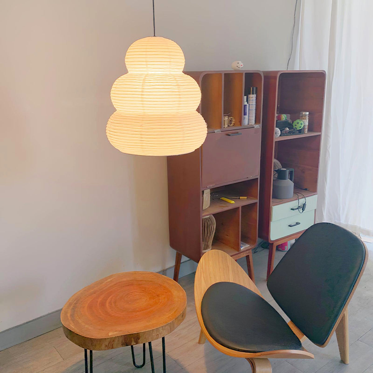 Gavelia Suspension Papier Washi Lanternes Empilées Japonaises pour Salon