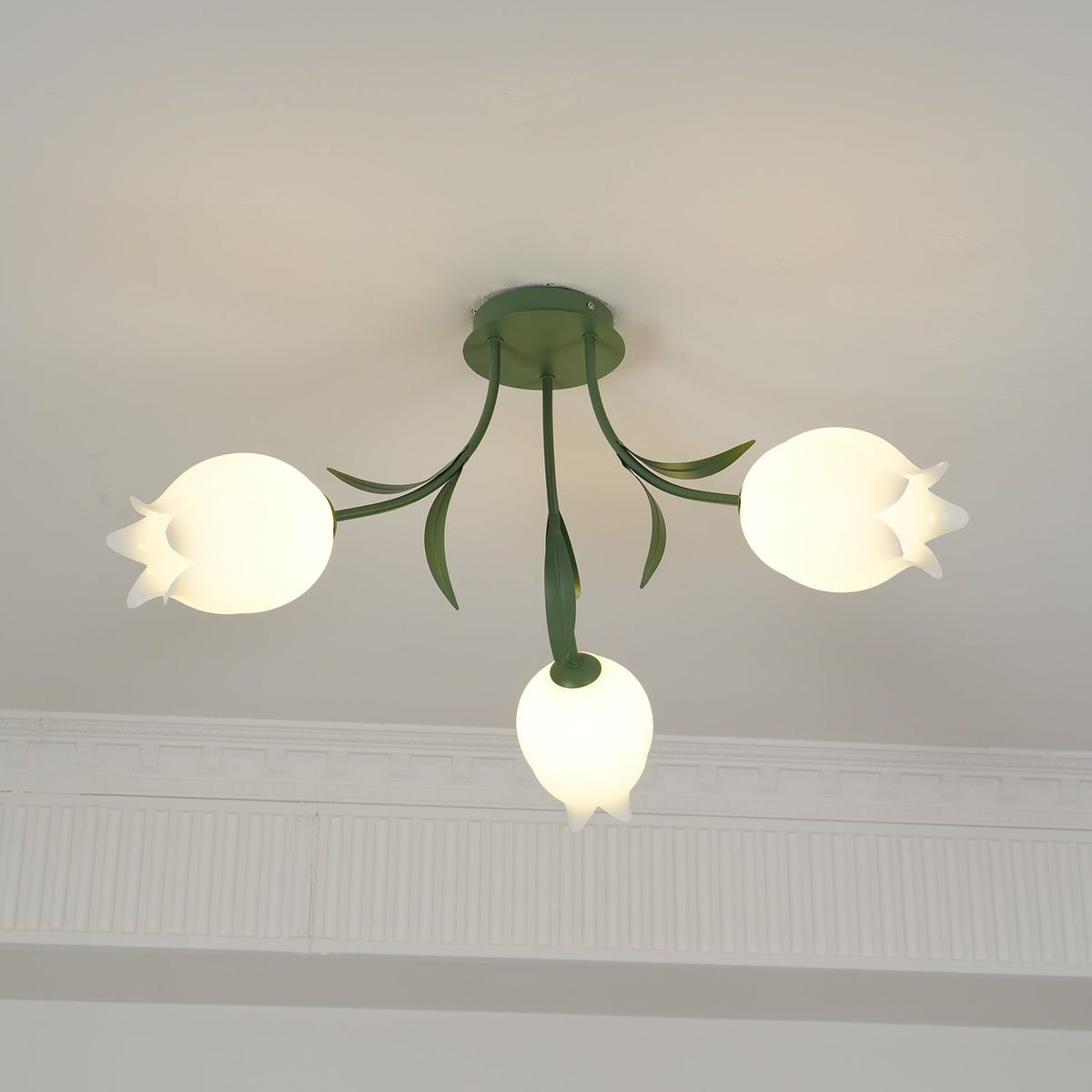 Vereva Plafonnier Fleur de Lys Blossom Base Verte