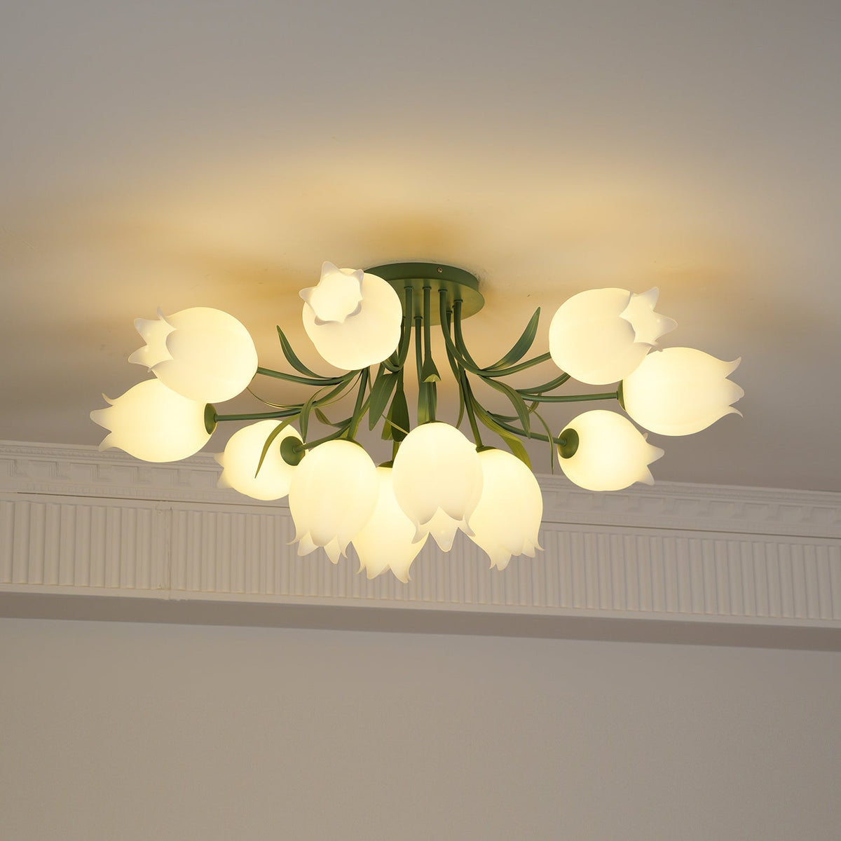 Vereva Plafonnier Fleur de Lys Blossom Base Verte