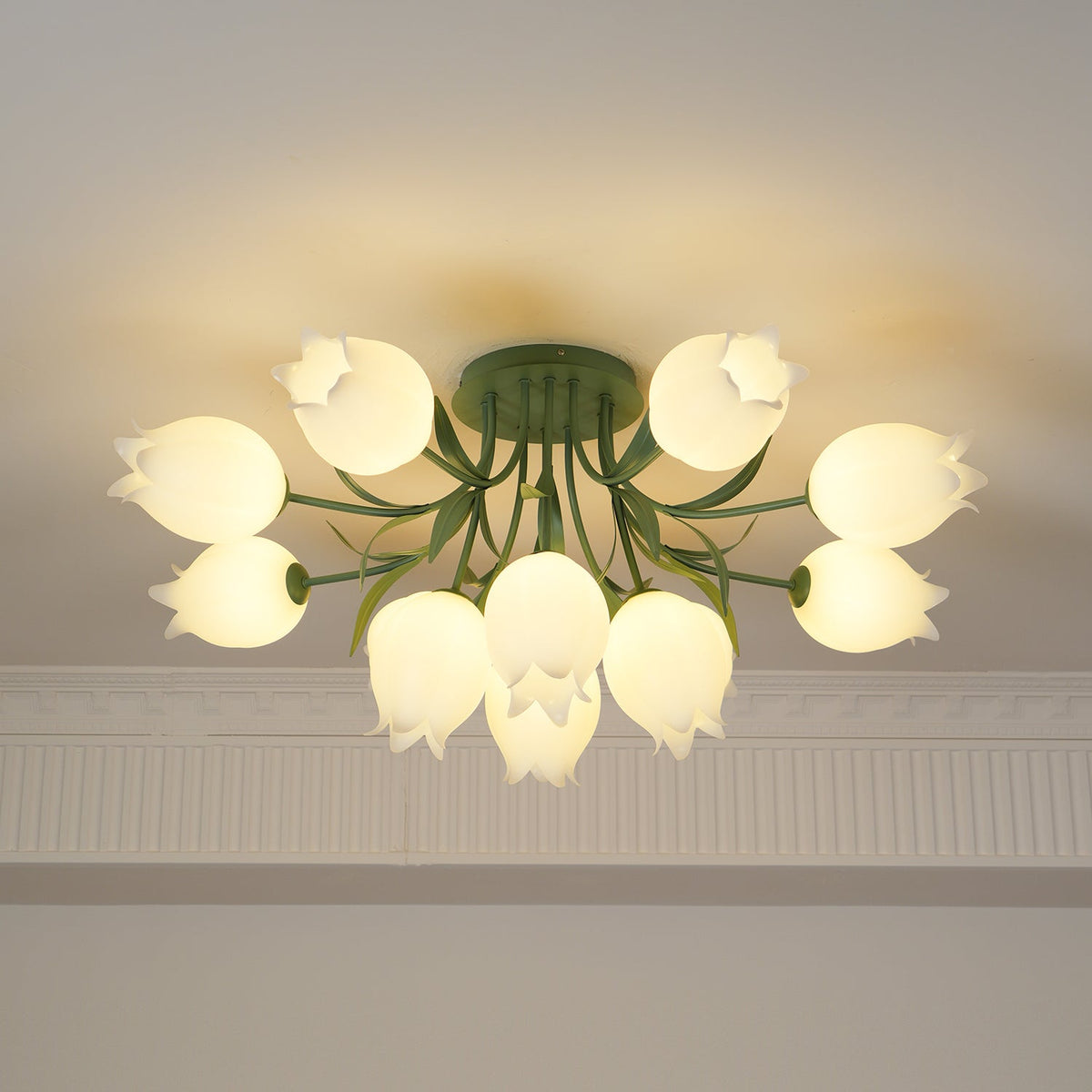 Vereva Plafonnier Fleur de Lys Blossom Base Verte