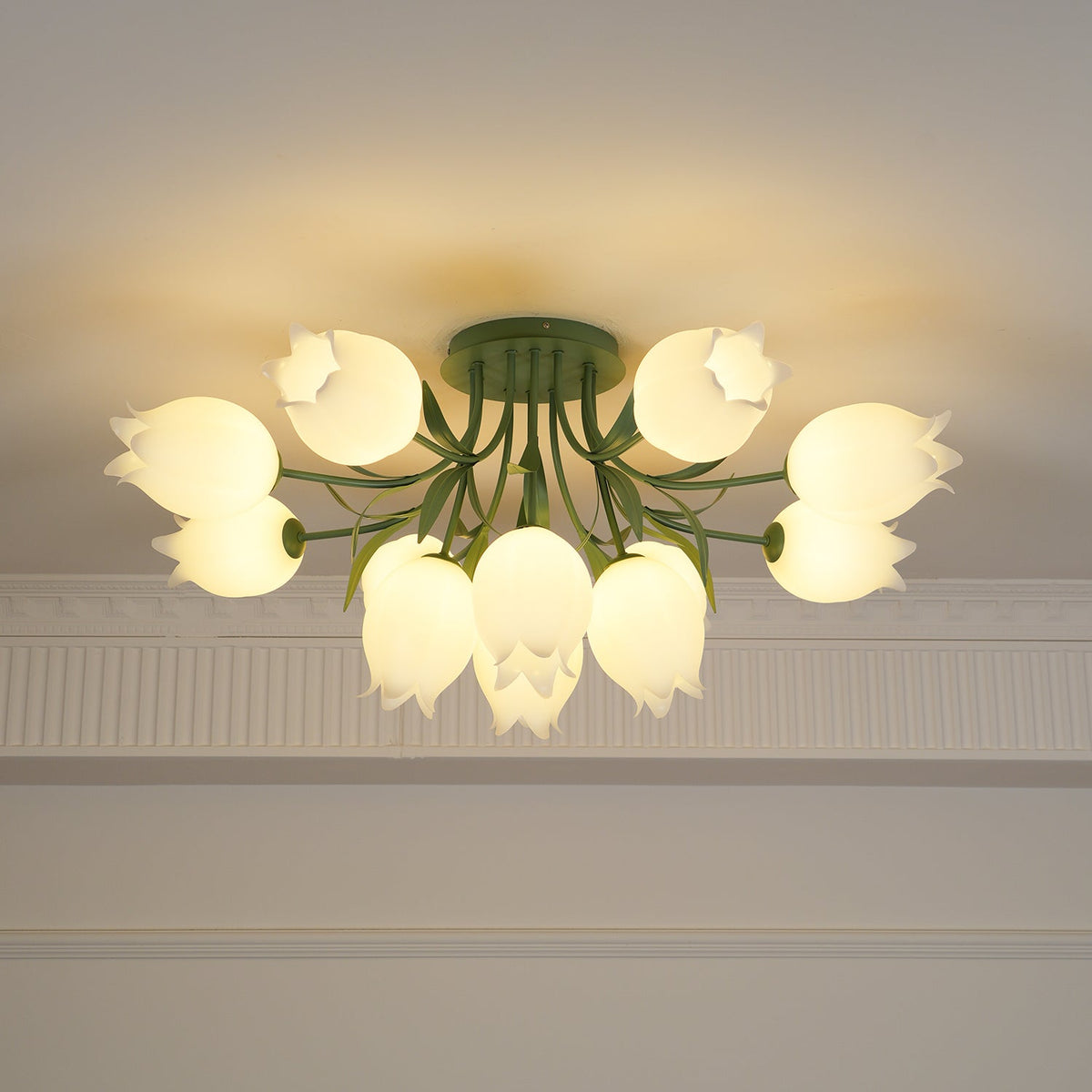 Vereva Plafonnier Fleur de Lys Blossom Base Verte