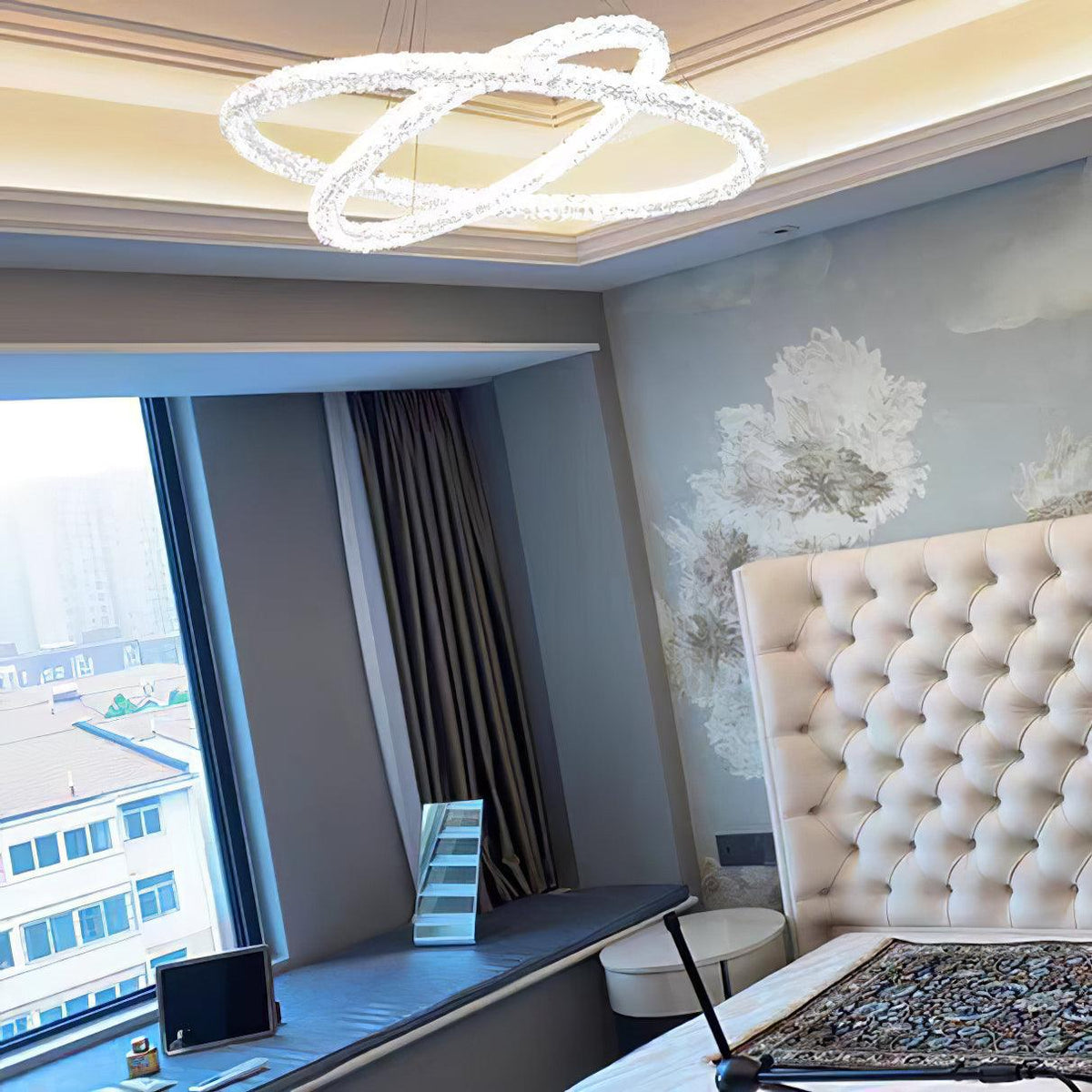 Sorenira Lustre Anneau en Cristal LED
