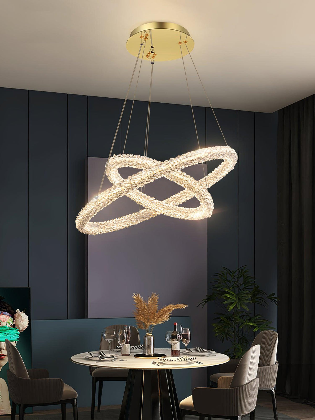 Sorenira Lustre Anneau en Cristal LED
